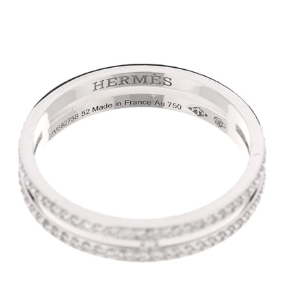 Hermes 18K White Gold Diamond Ariane Wedding Band Ring 52 6 4 of 5