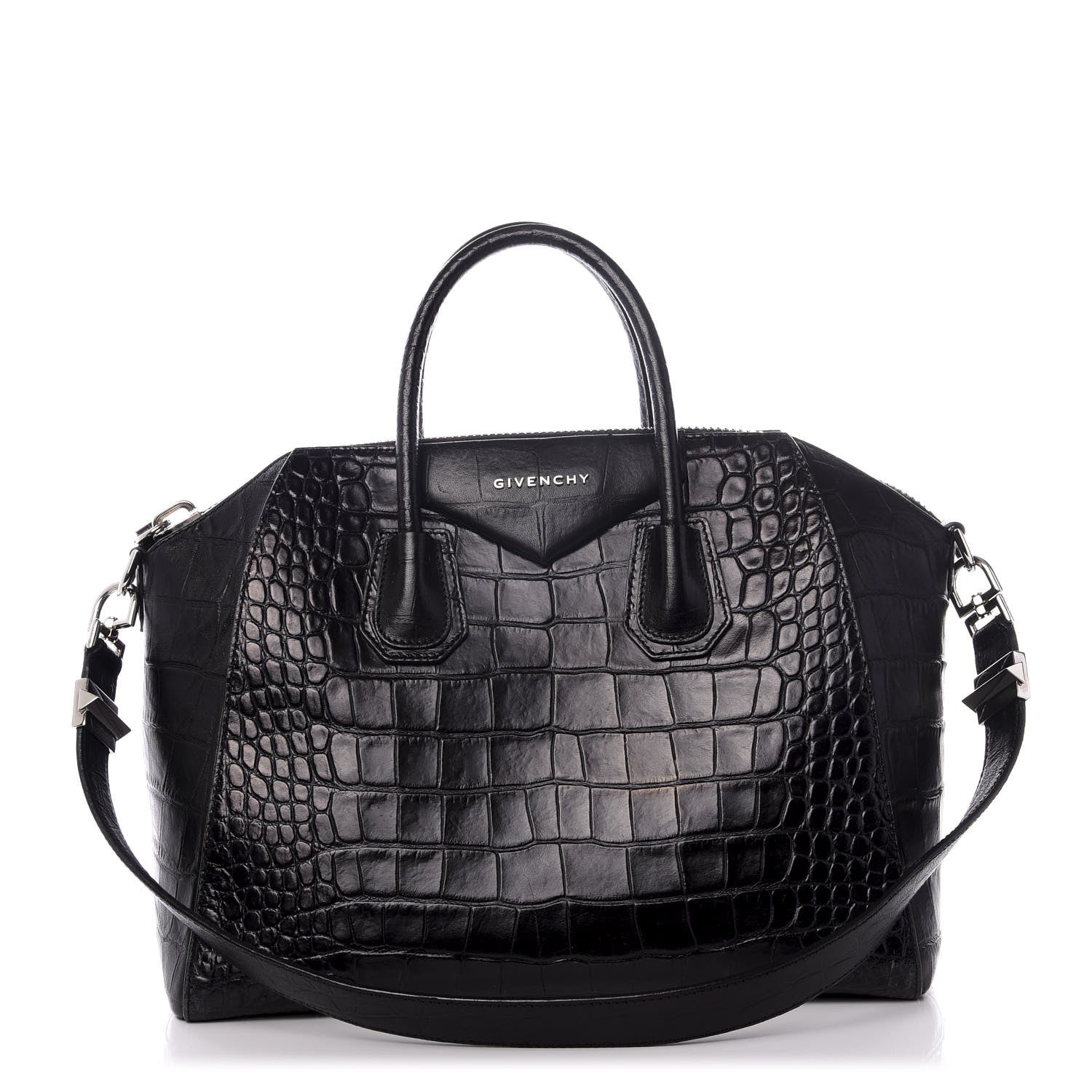 Givenchy Calfskin Crocodile Embossed Medium Antigona Black 1 of 8