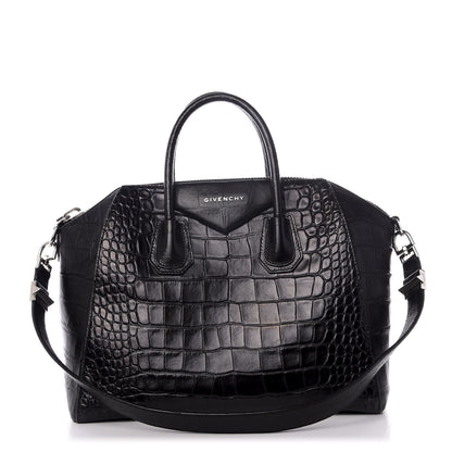 Givenchy Calfskin Crocodile Embossed Medium Antigona Black 1 of 8