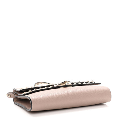 Valentino Garavani Pebbled Calfskin Rockstud Double Flap Crossbody Bag Poudre 4 of 11