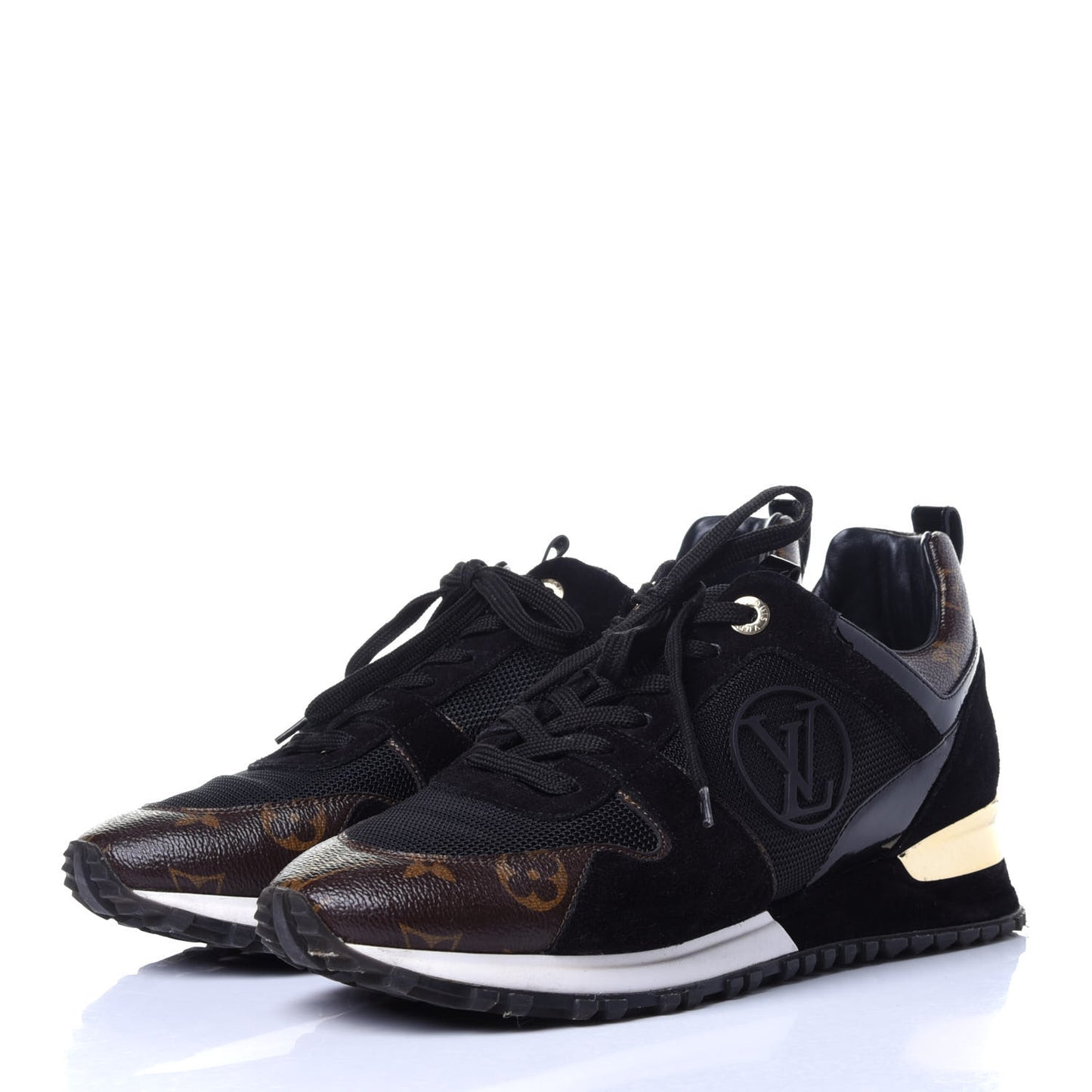 Suede Monogram Run Away Sneakers 40 Black