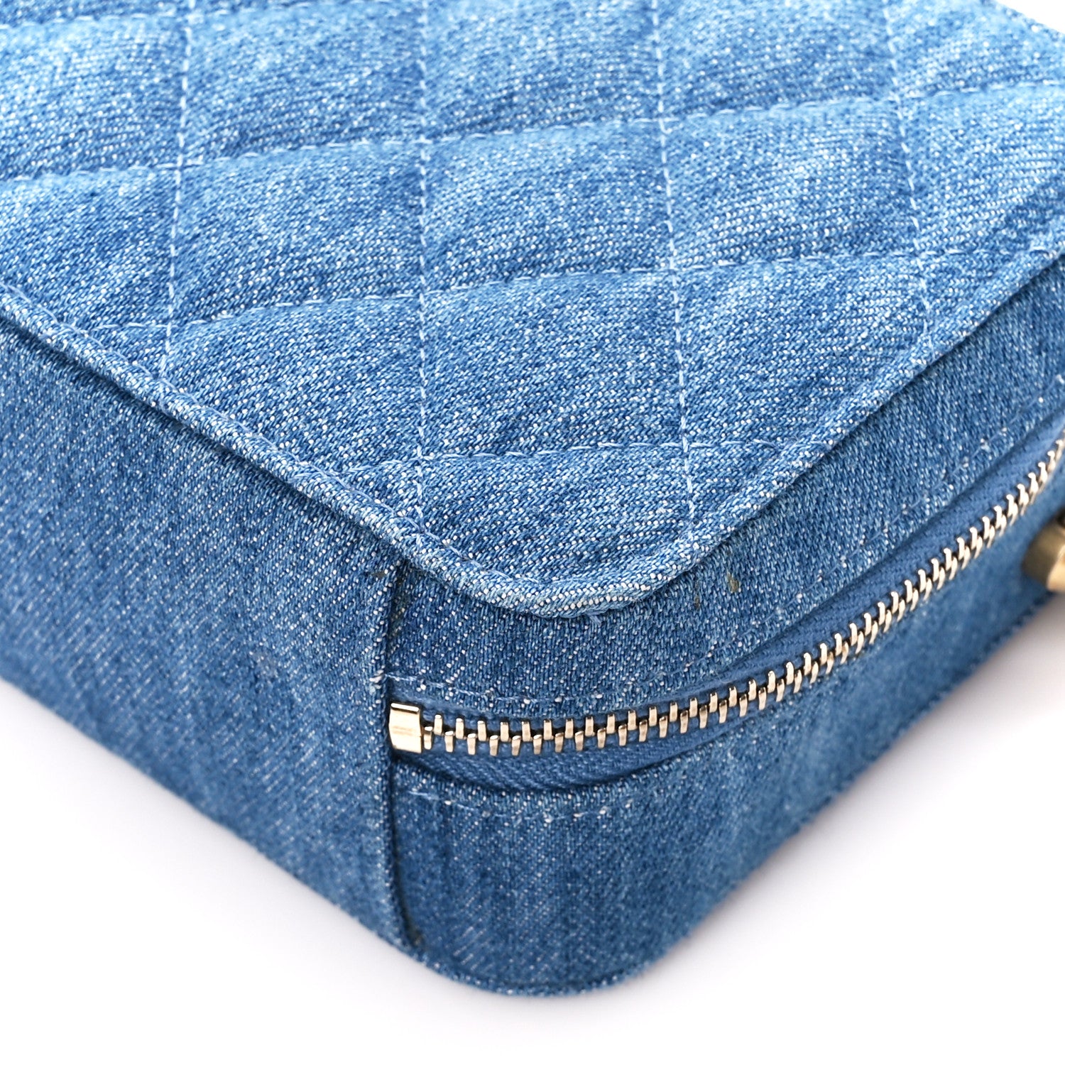 Chanel Denim Quilted CC Pearl Crush Camera Case Blue 10 of 10