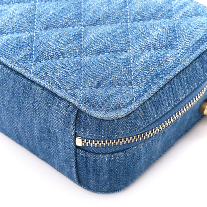 Chanel Denim Quilted CC Pearl Crush Camera Case Blue 10 of 10