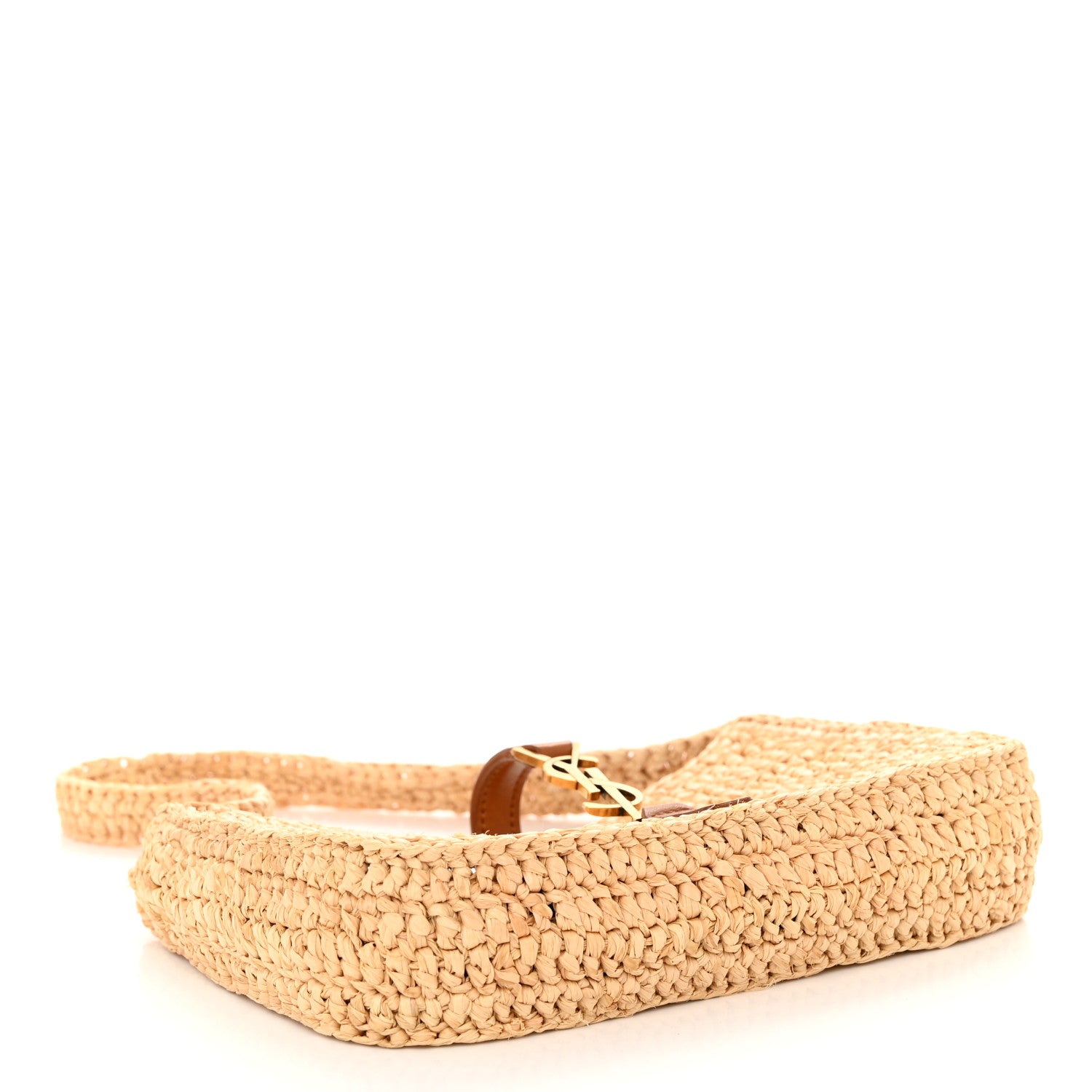 Saint Laurent Raffia Calfskin Le 5 A 7 Mini Hobo Natural Brick 4 of 10