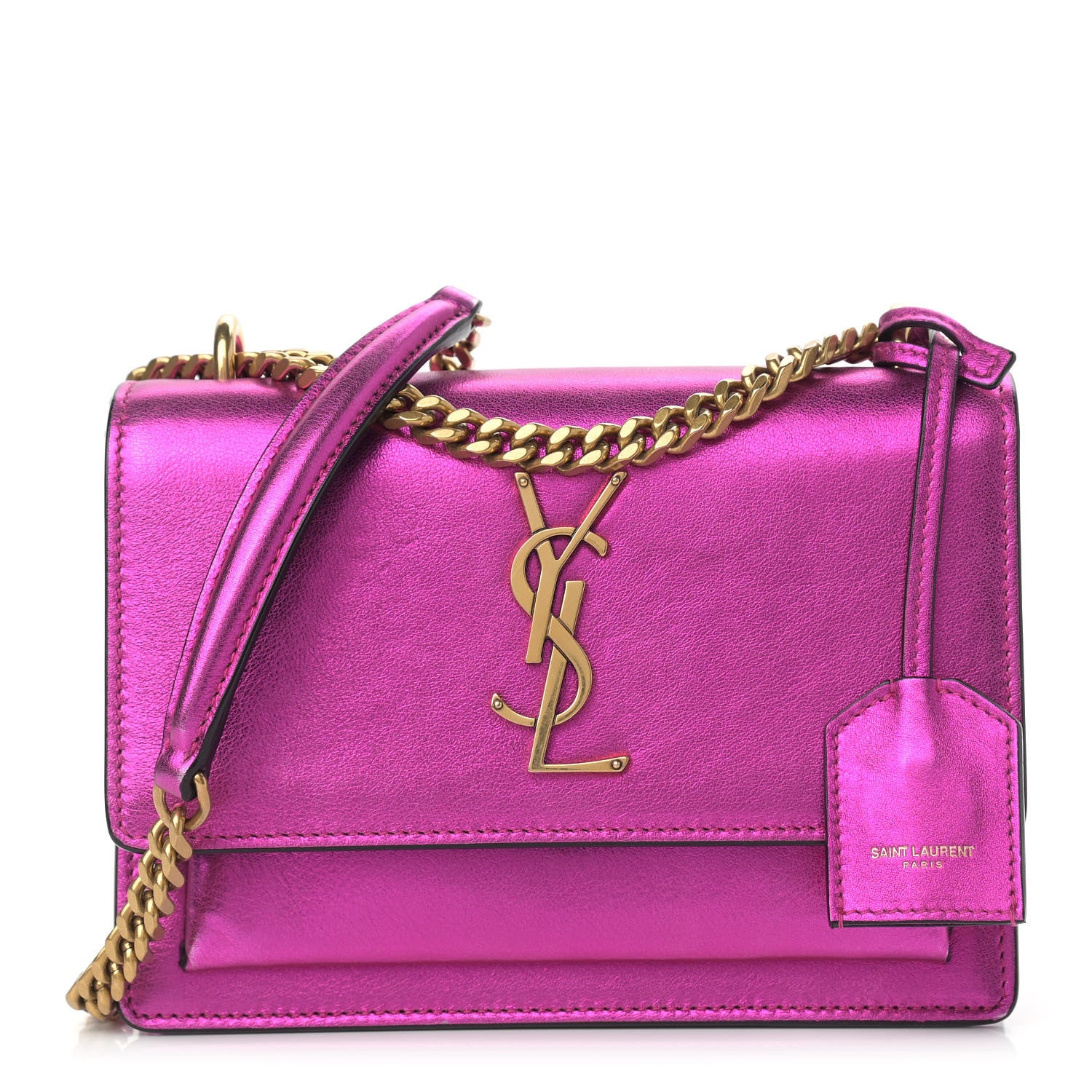 Saint Laurent Metallic Calfskin Small Monogram Sunset Fuchsia 1 of 10