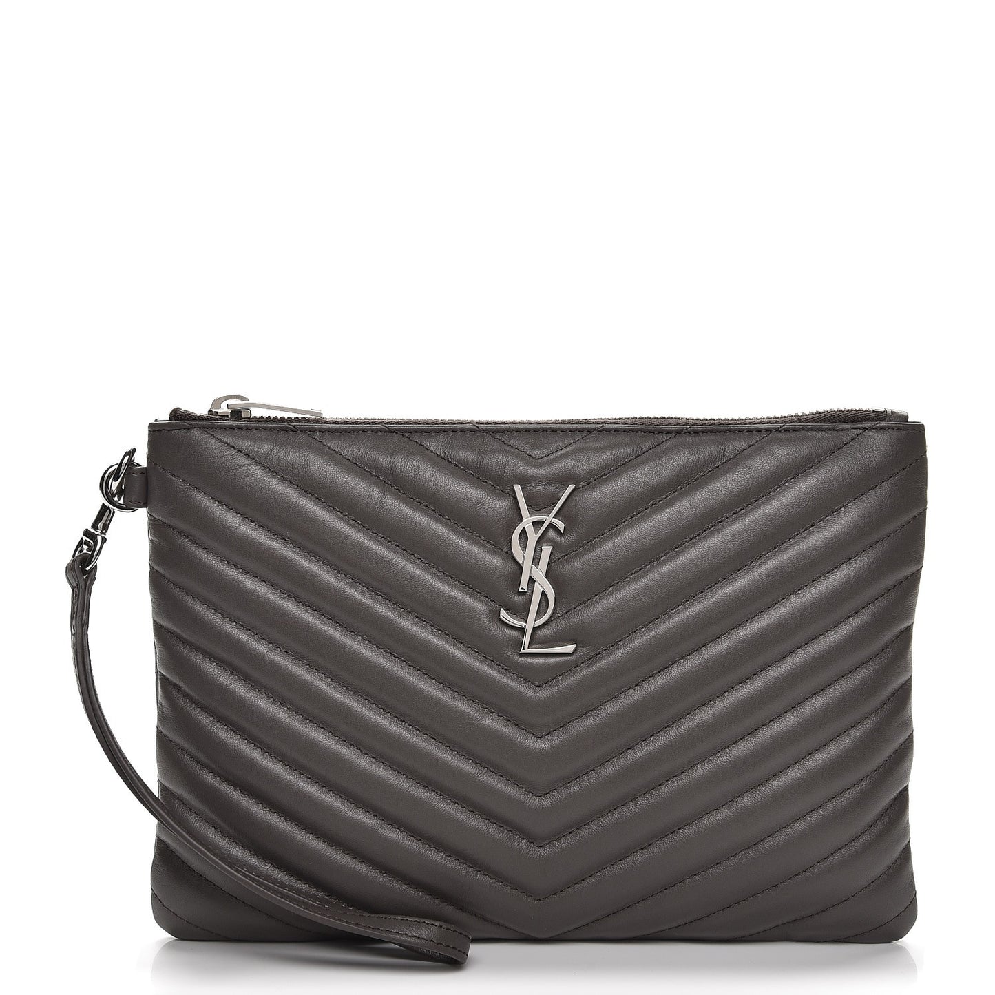 Calfskin Matelasse Chevron Monogram A5 Wristet Earth