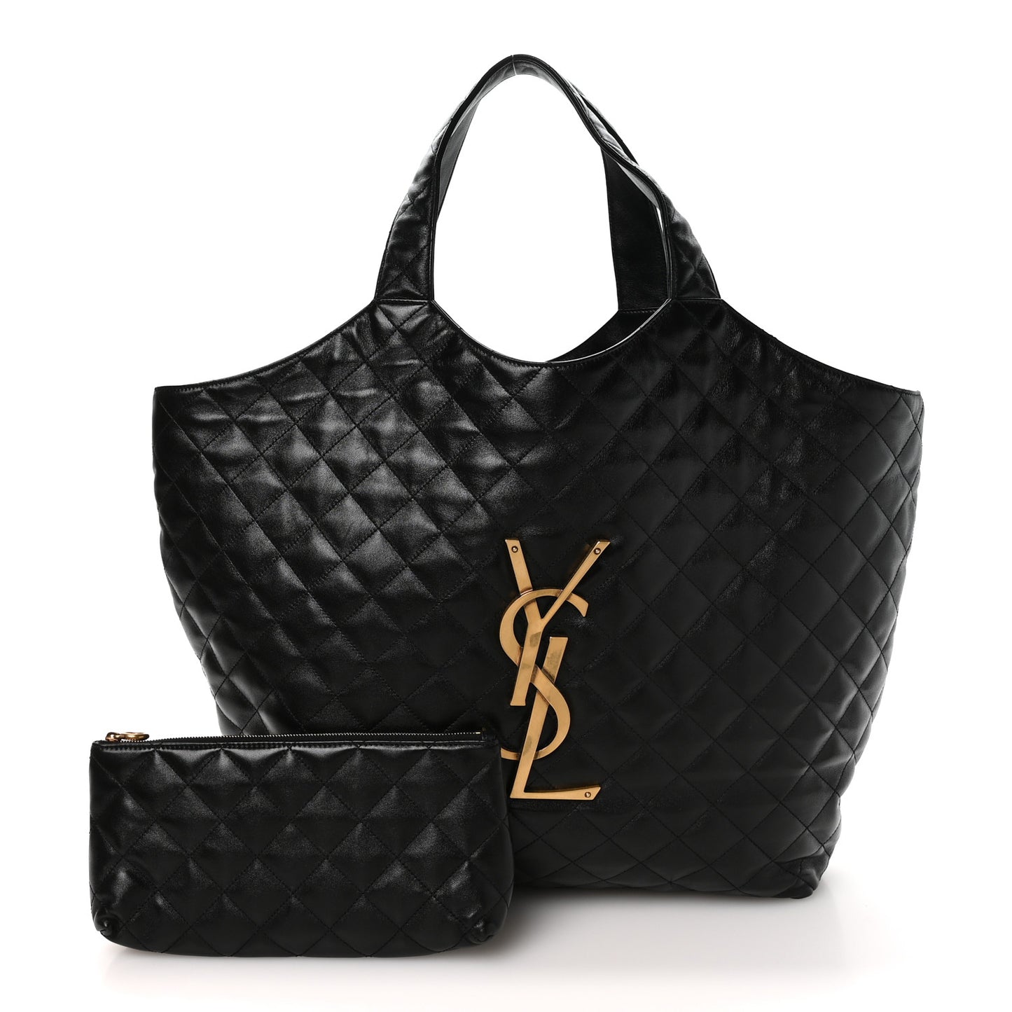 Lambskin Quilted Maxi Icare Shopping Tote Black