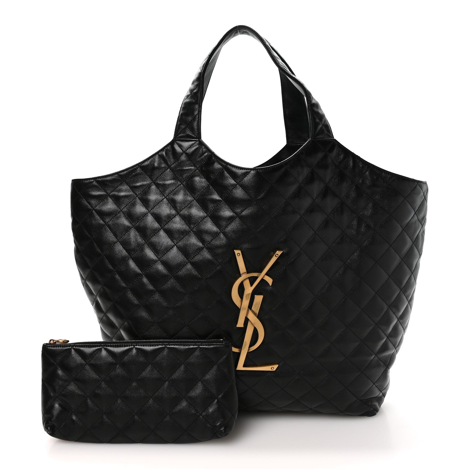 Saint Laurent Lambskin Quilted Maxi Icare Shopping Tote Black 2 of 11