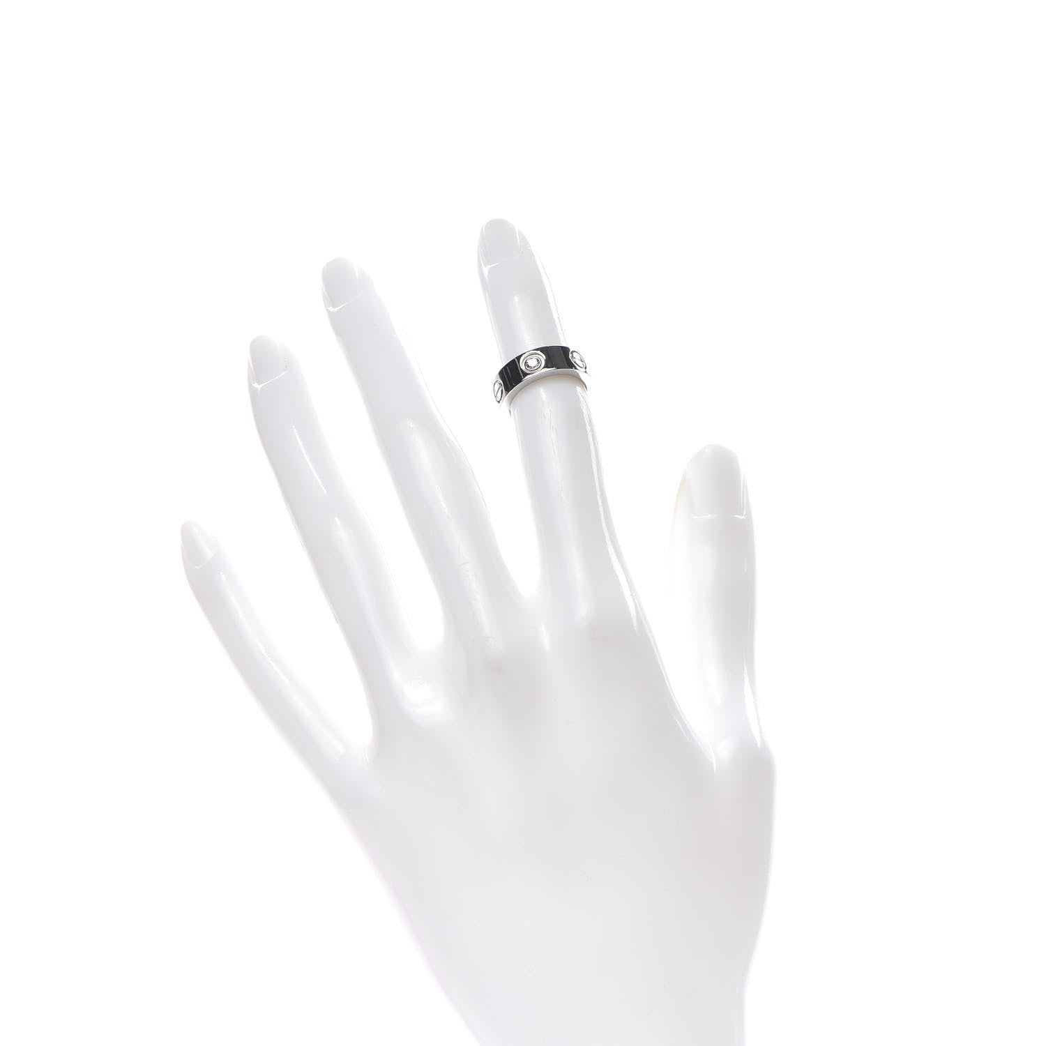 Cartier 18K White Gold 3 Diamond 5.5mm LOVE Ring 44 3 2 of 5