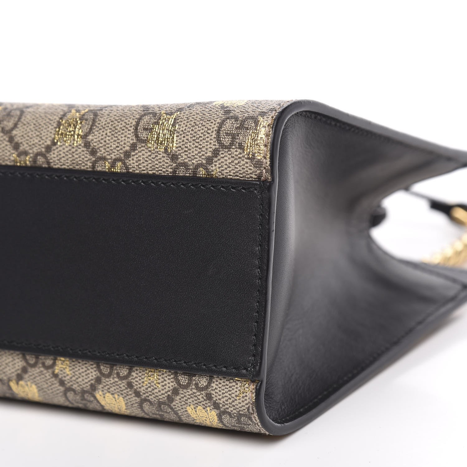 Gucci GG Supreme Monogram Bees Small Padlock Tote Beige Oro Black 9 of 9