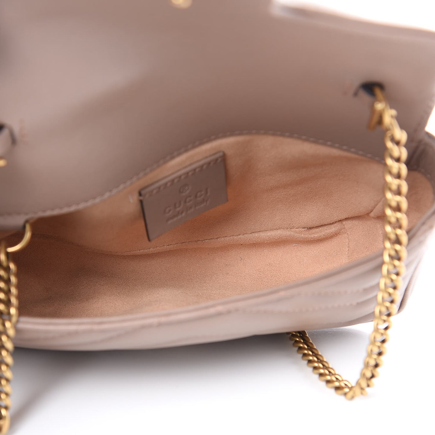 Calfskin Matelasse Super Mini GG Marmont Shoulder Bag Porcelain Rose