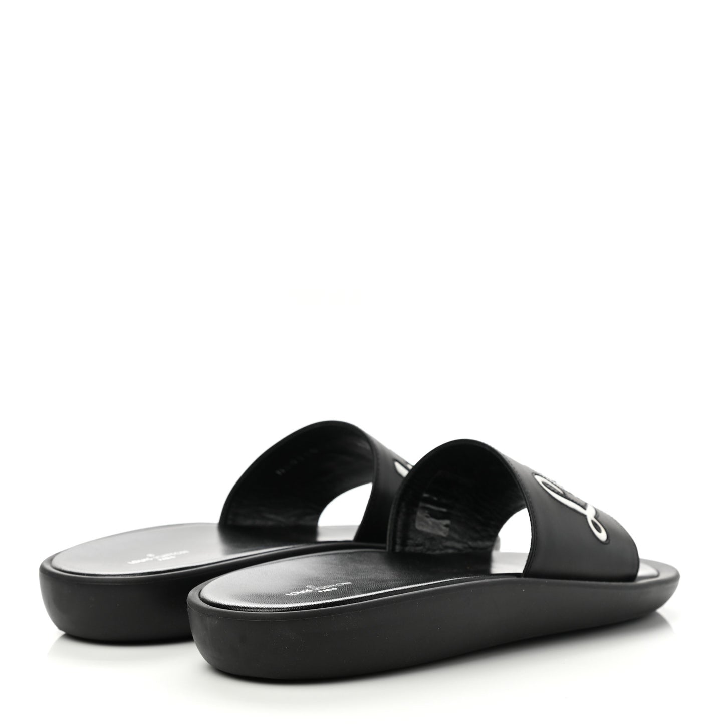 Calfskin Logo Sunbath Slide Sandals 38 Black