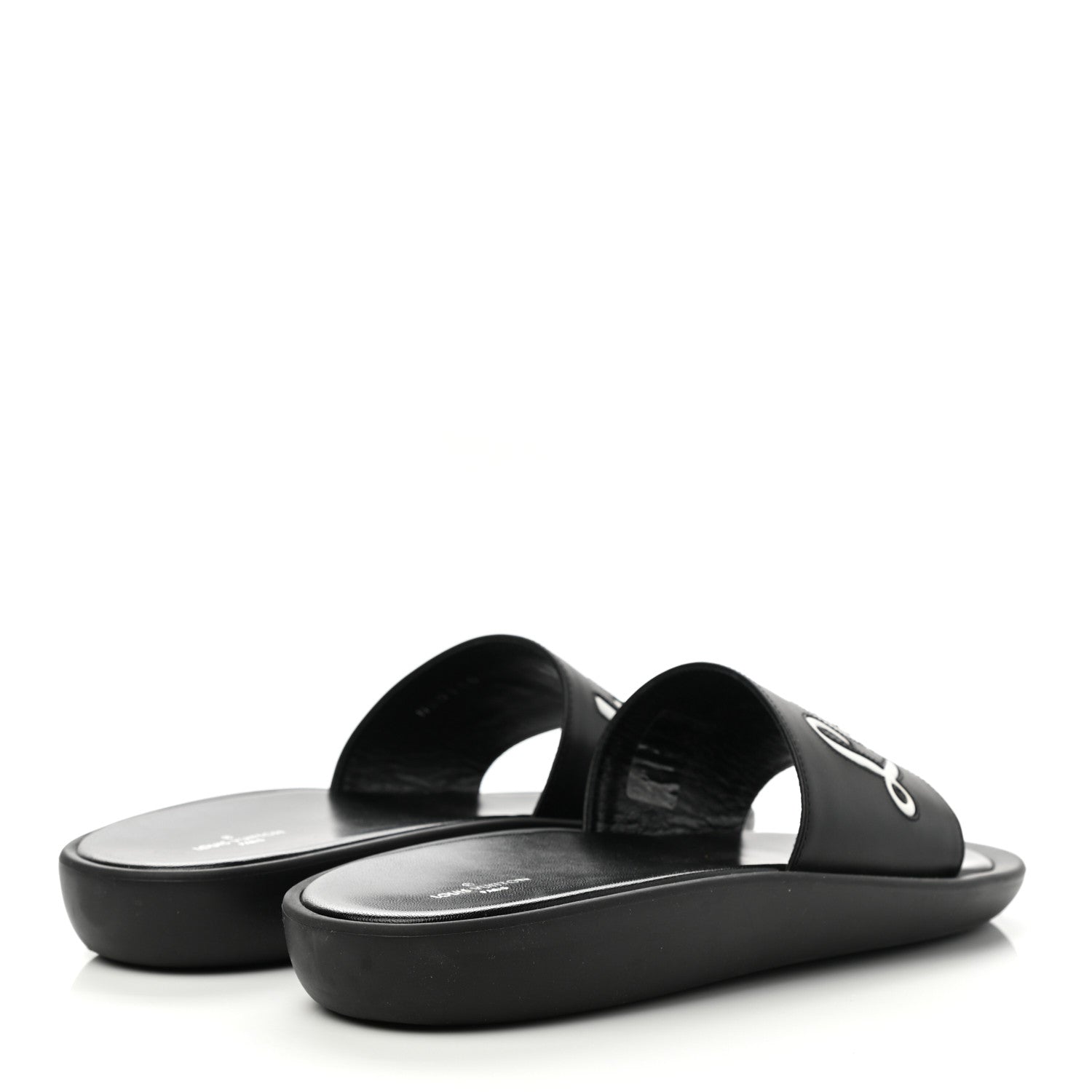 Louis Vuitton Calfskin Logo Sunbath Slide Sandals 38 Black 4 of 8