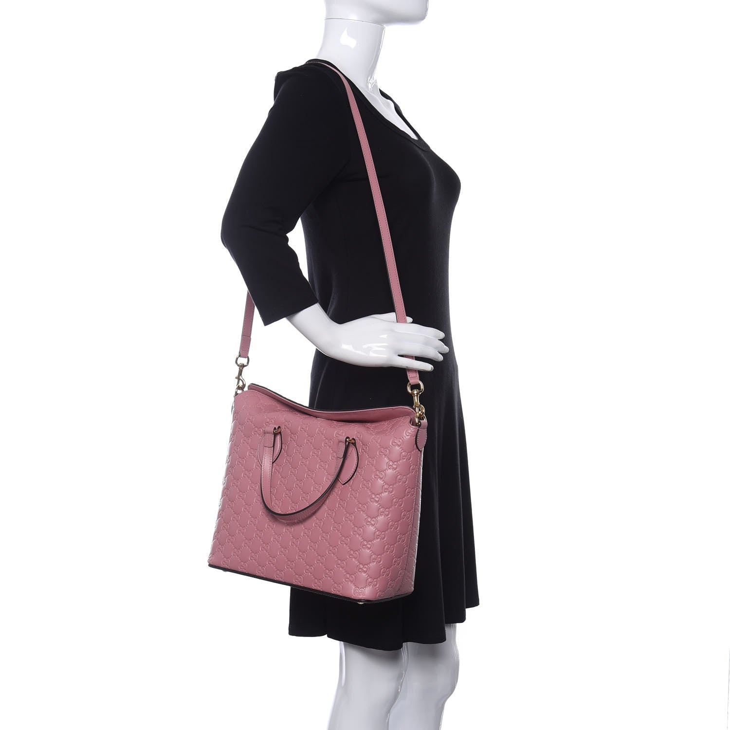 Gucci Guccissima Signature Linea A Foldover Tote Rose Baby Candy 2 of 11