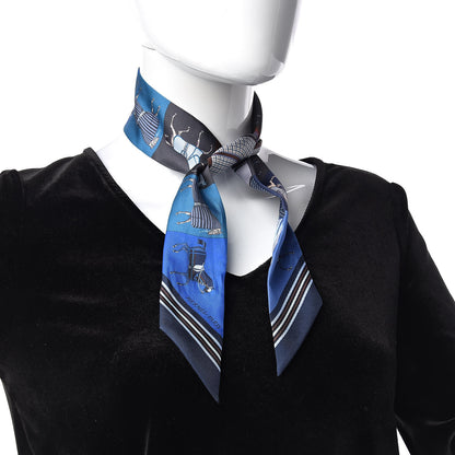 Hermes Silk Couvertures Nouvelles Twilly Marine Noisette Ciel 2 of 4