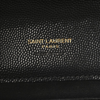 Saint Laurent Grain De Poudre Matelasse Chevron Monogram Envelope Clutch Black 6 of 7