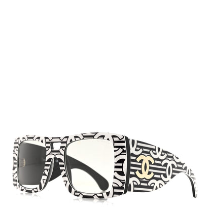 Chanel Acetate CC Logo Square Sunglasses 71628 Black White 1 of 8
