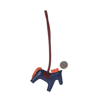 Hermes Milo Lambskin Grigri Rodeo Horse Bag Charm PM Bleu de Malte Rouge H Peony 2 of 2