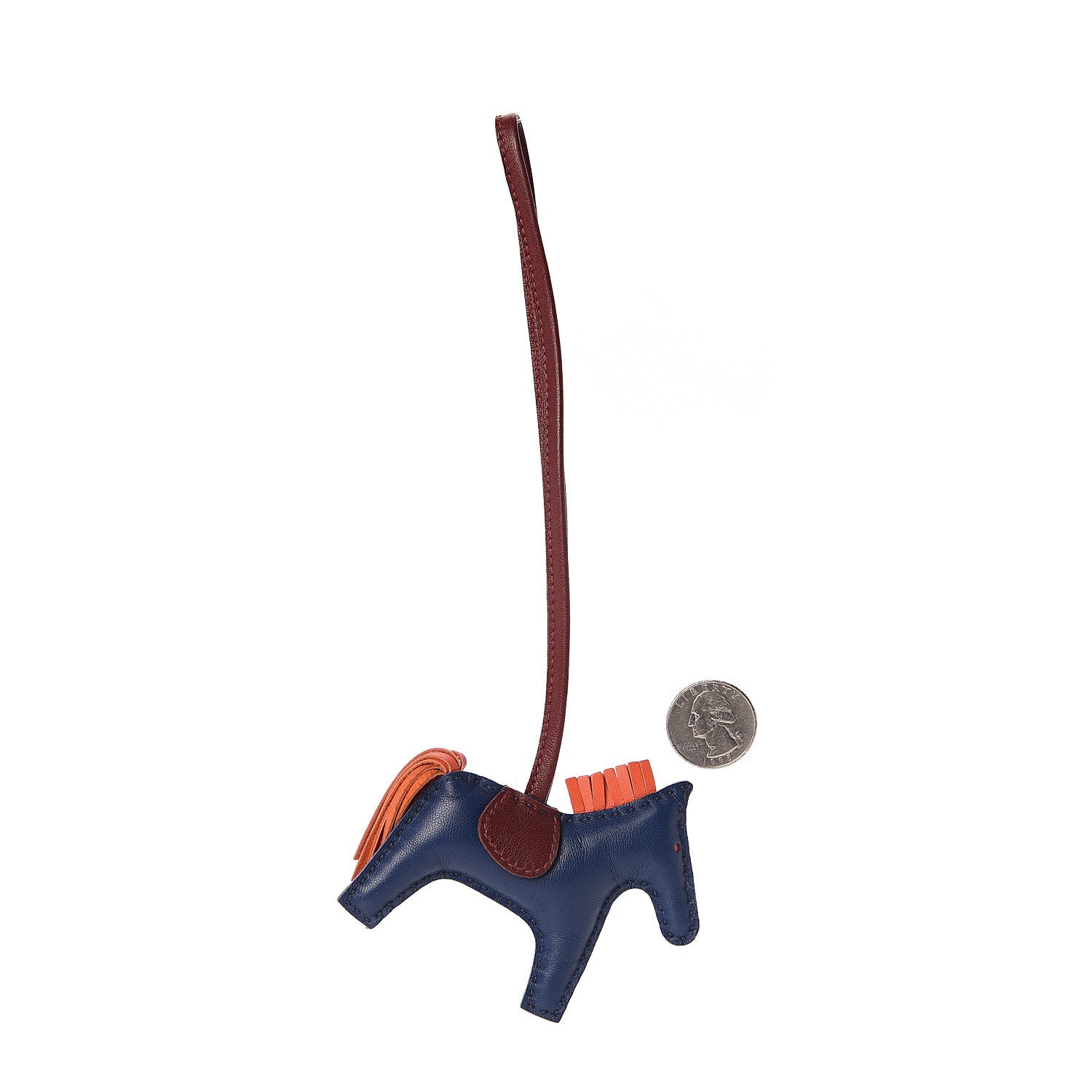 Hermes Milo Lambskin Grigri Rodeo Horse Bag Charm PM Bleu de Malte Rouge H Peony 2 of 4