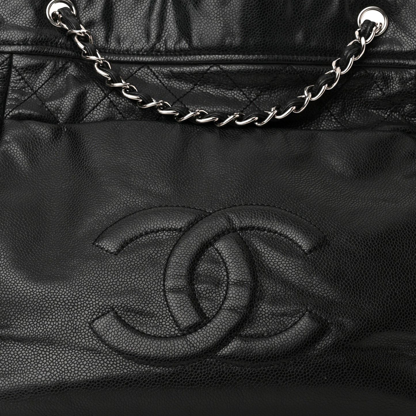 Soft Caviar Large Timeless CC Shoulder Bag Black