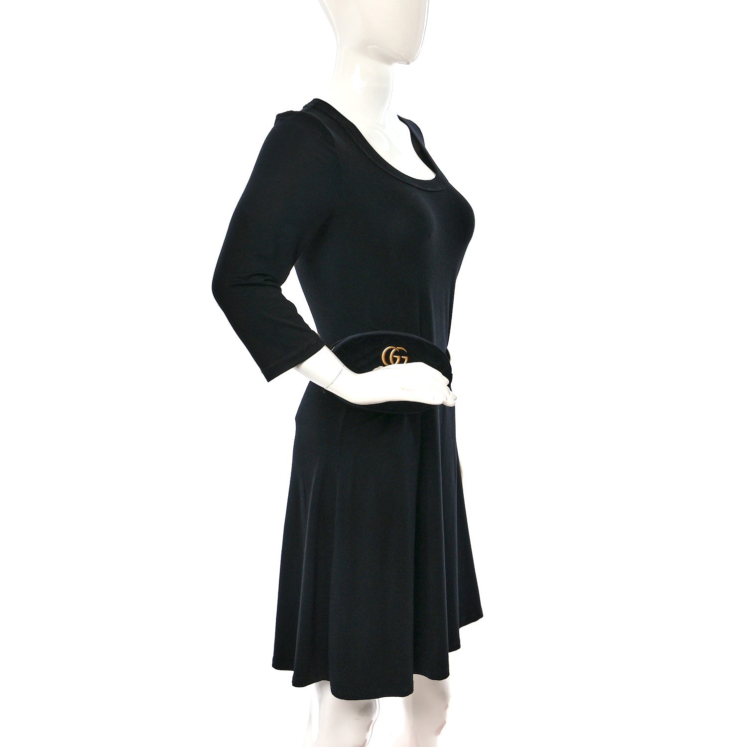 Gucci Velvet Matelasse GG Marmont Belt Bag 85 34 Black 2 of 9