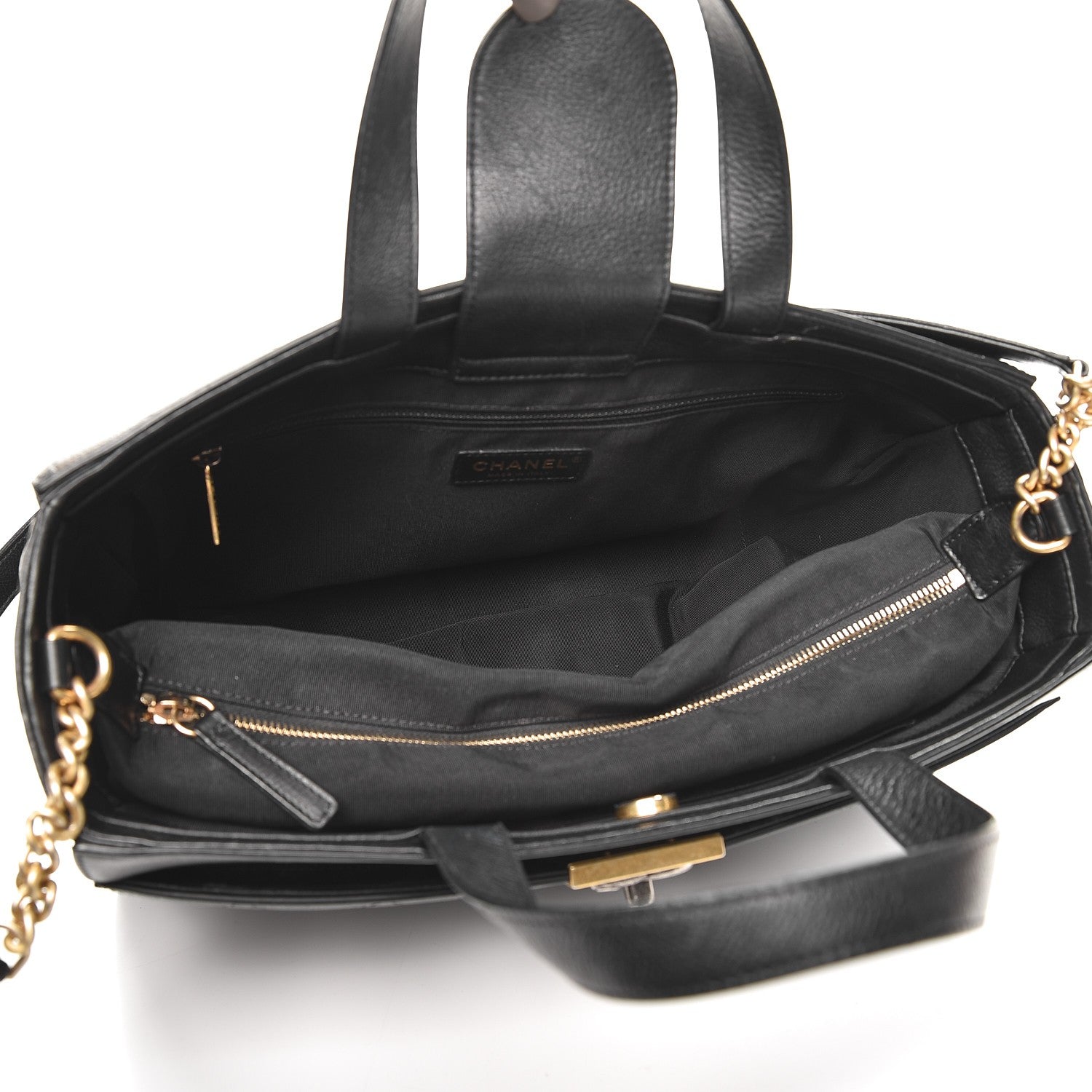 Chanel Calfskin Stitched Large Straight Lines Shopping Tote Black 5 of 13