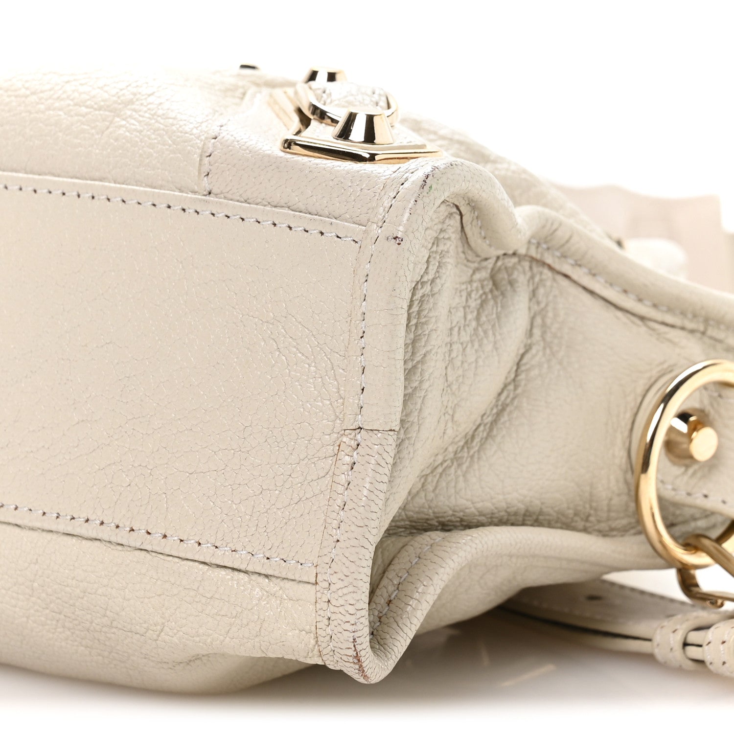 Balenciaga Chevre Gold Metallic Edge Hardware Mini City Ivory