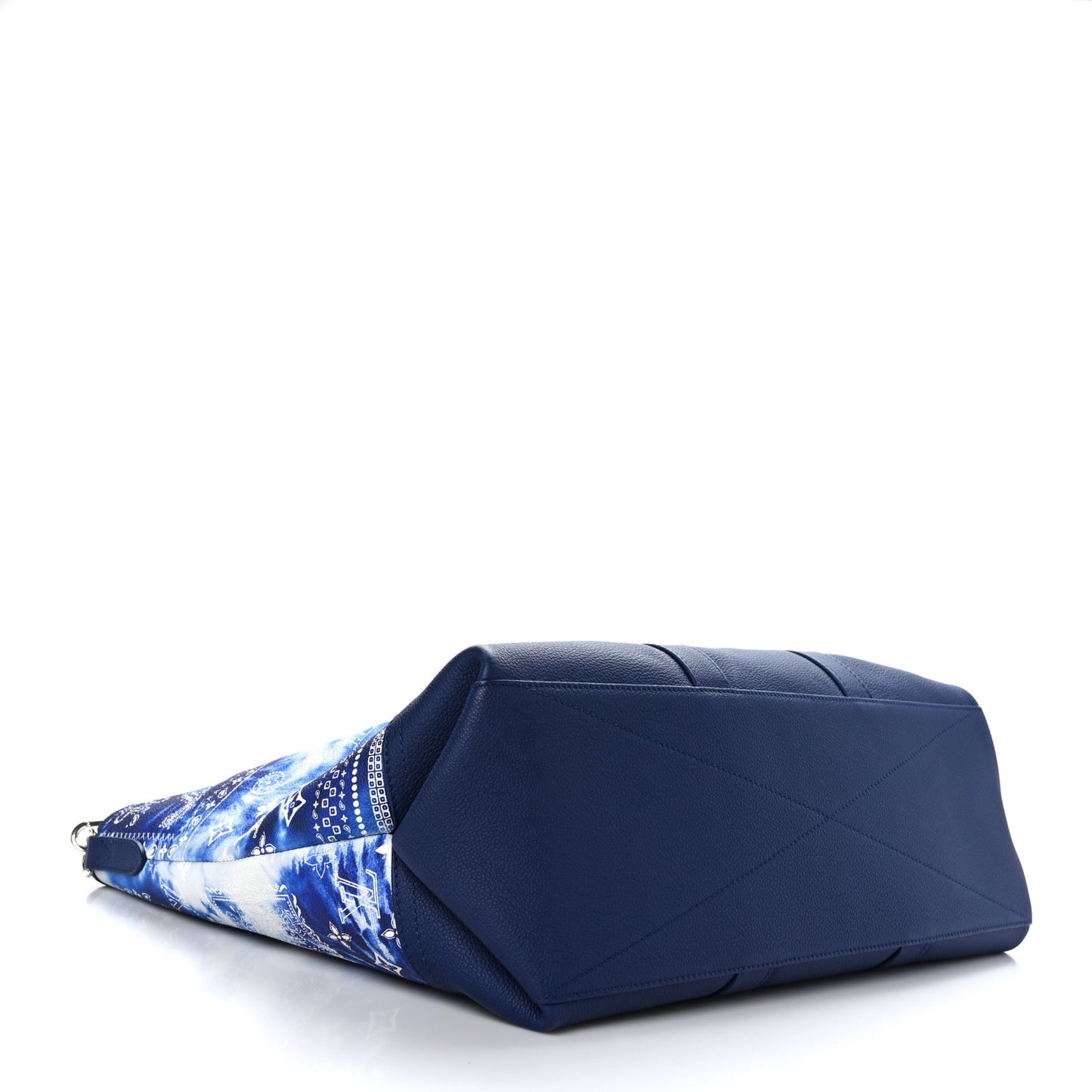 Cowhide Monogram Bandana Journey Tote Blue White