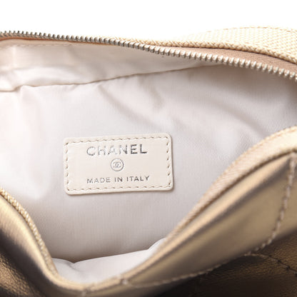 Chanel Metallic Coated Canvas Paris Biarritz Makeup Pouch Gold 6 of 9