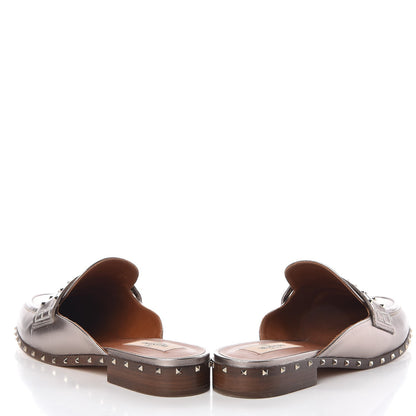 Valentino Garavani Metallic Lambskin Soul Rockstud Flat Mules 39 Silver 5 of 15