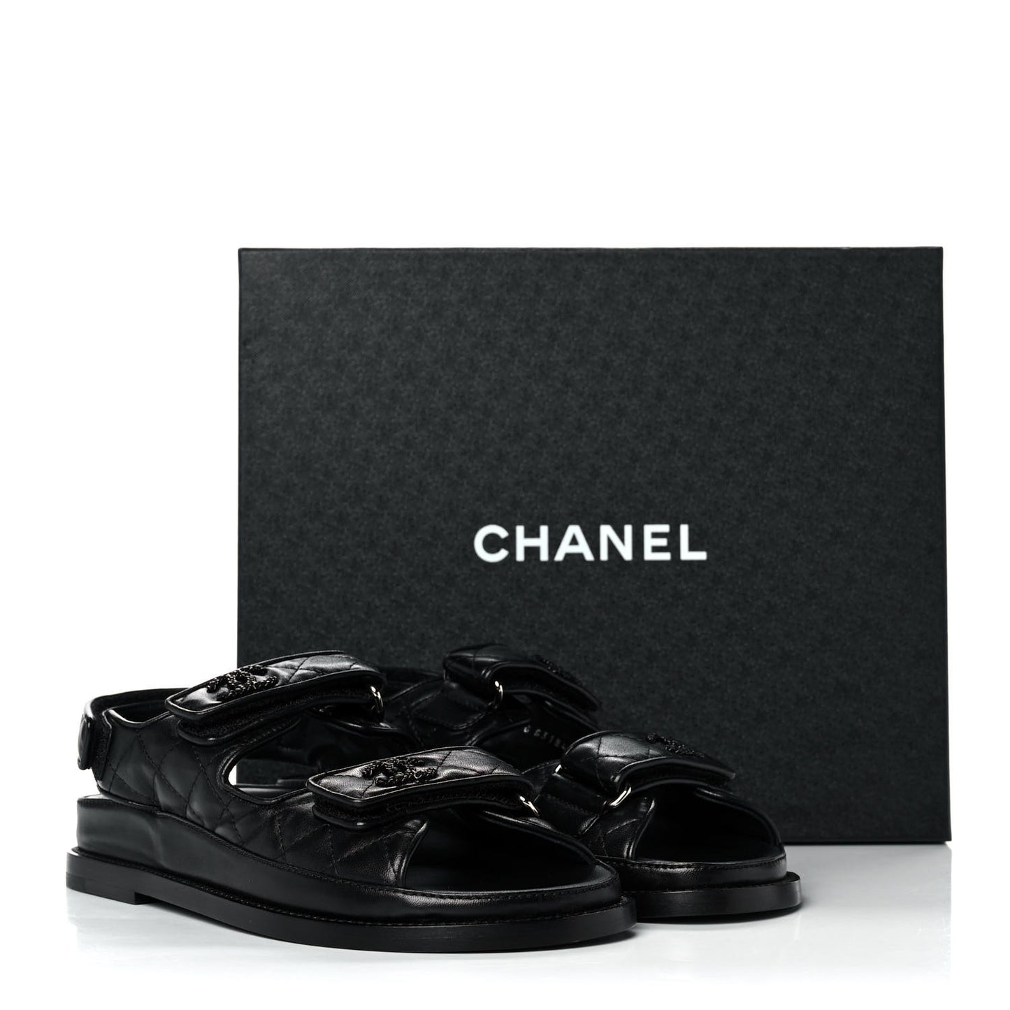 Lambskin Velcro Dad Sandals 36.5 Black