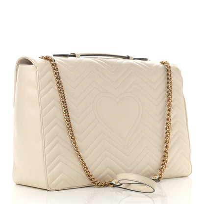 Gucci Calfskin Matelasse Maxi GG Marmont Top Handle Shoulder Bag Mystic White 3 of 12