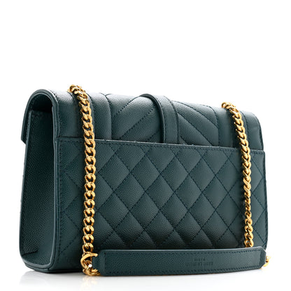 Saint Laurent Grain De Poudre Textured Mixed Matelasse Triquilt Small Monogram Satchel Sea Turquoise 3 of 10