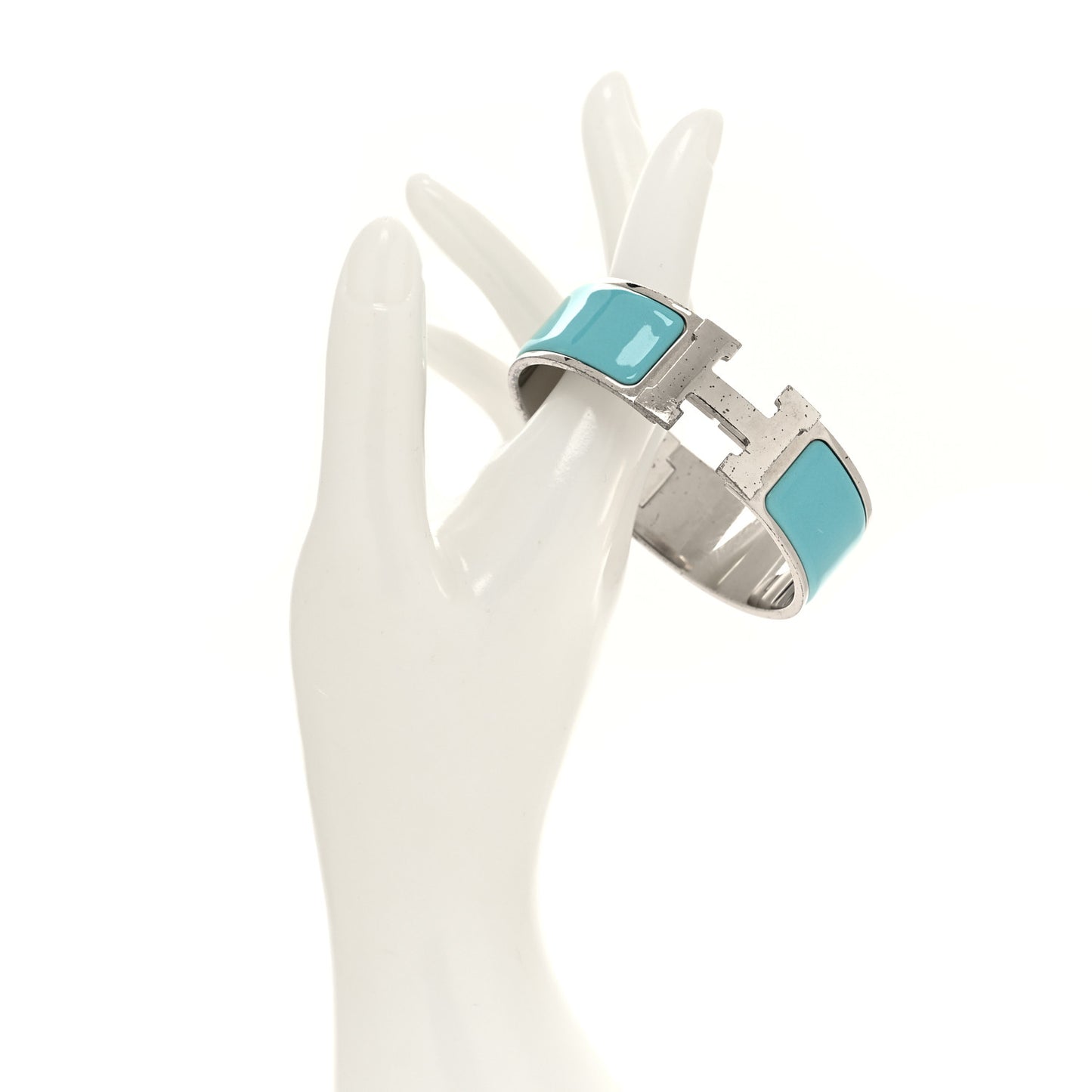 Enamel Wide Clic Clac H Bracelet GM Bleu Atoll