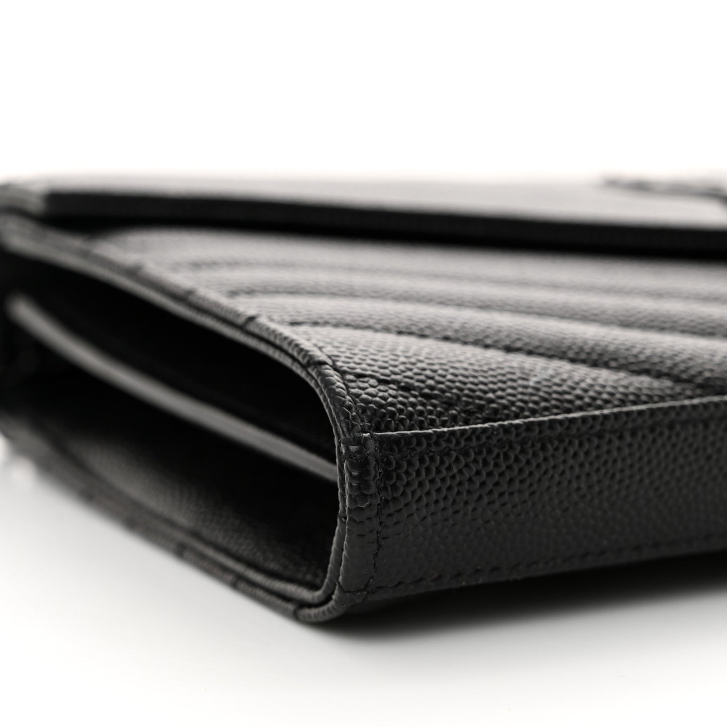 Grain De Poudre Matelasse Chevron Monogram Monochrome Chain Wallet Black