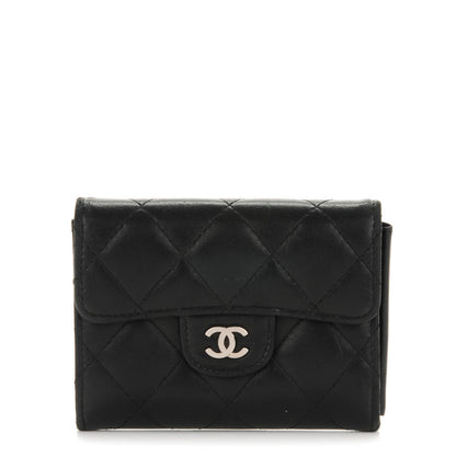 Chanel Lambskin Quilted Flap Card Holder Wallet Black 1 of 10