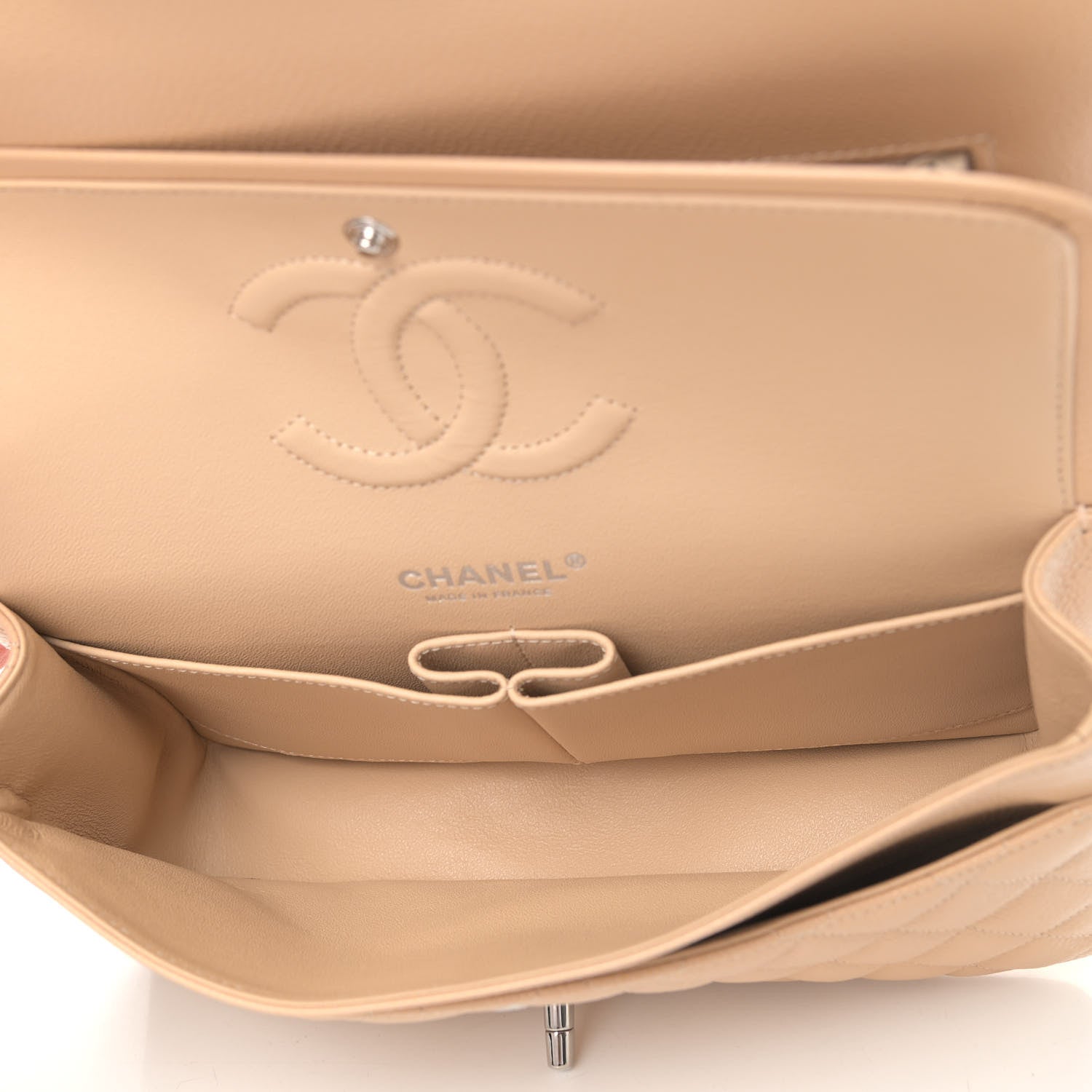Chanel Caviar Quilted Medium Double Flap Beige 4 of 4