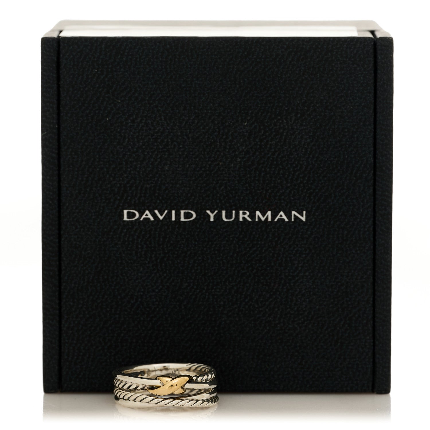 David Yurman Sterling Silver 18K Yellow Gold 6mm X Crossover Ring 50 5.5 5 of 5