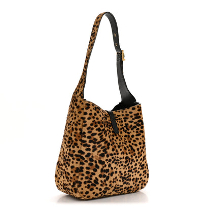 Saint Laurent Pony Hair Calfskin Leopard Print Small Le 5 A 7 Soft Hobo 4 of 13