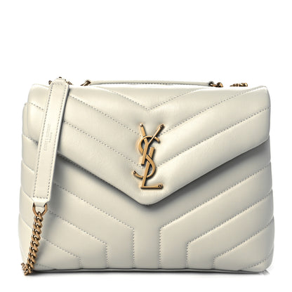 Saint Laurent Calfskin Y Quilted Monogram Small Loulou Chain Satchel Crema Soft 1 of 11