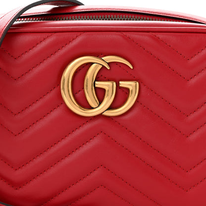 Gucci Calfskin Matelasse Small GG Marmont Chain Shoulder Bag Hibiscus Red 8 of 12