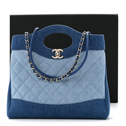 Chanel Denim Quilted Mini 31 Shopping Bag  Light Blue Dark Blue 11 of 11
