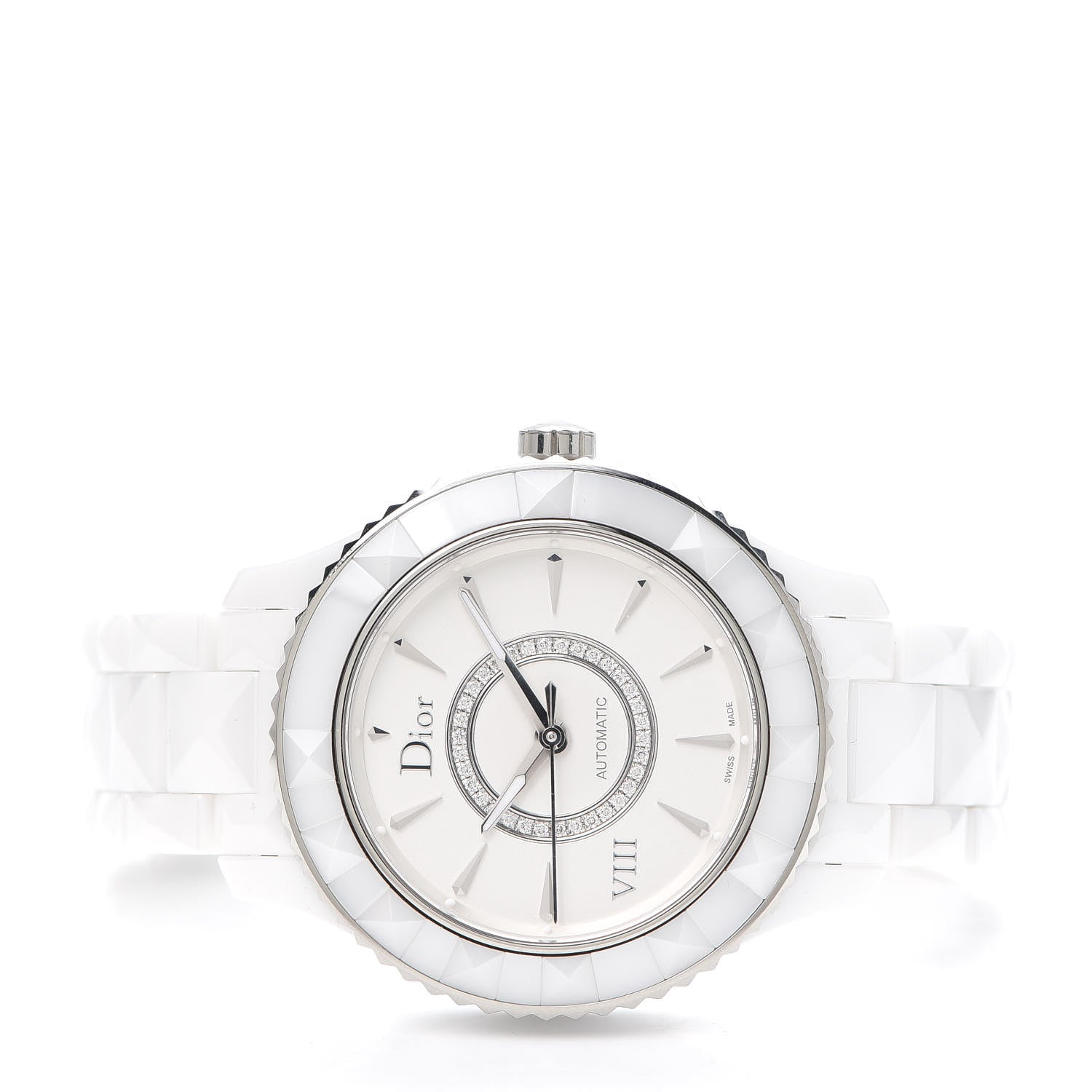 Christian Dior Stainless Steel Ceramic Diamond 38mm Dior VIII Automatic Watch White 2 of 6