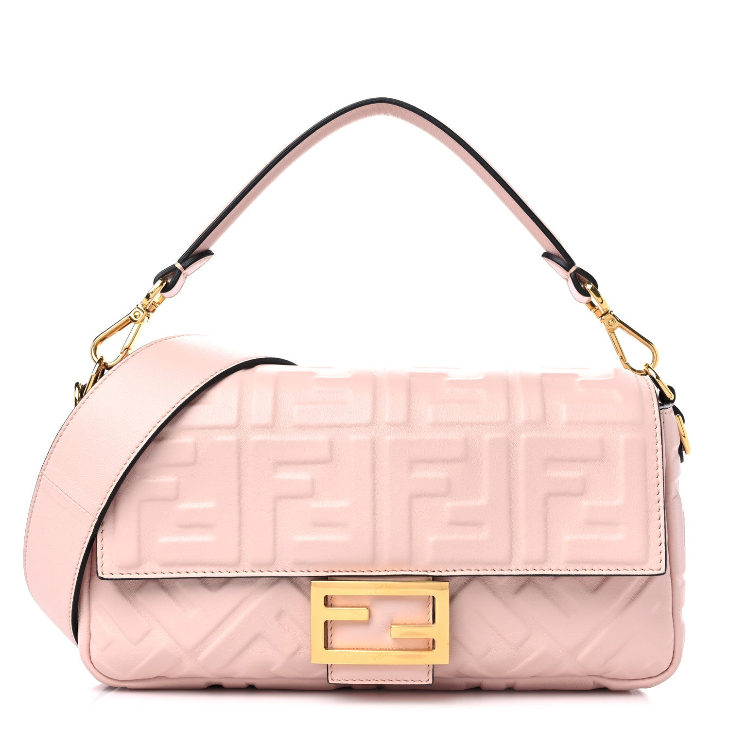 Fendi Nappa FF 1974 Embossed Baguette Rosa Quarzo 1 of 8