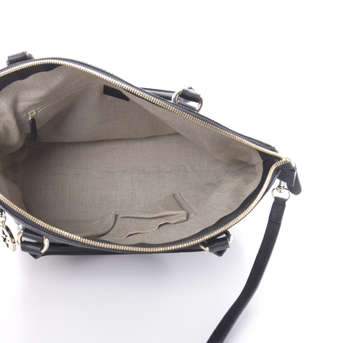 Dollar Calfskin GG Charm Dome Satchel Black