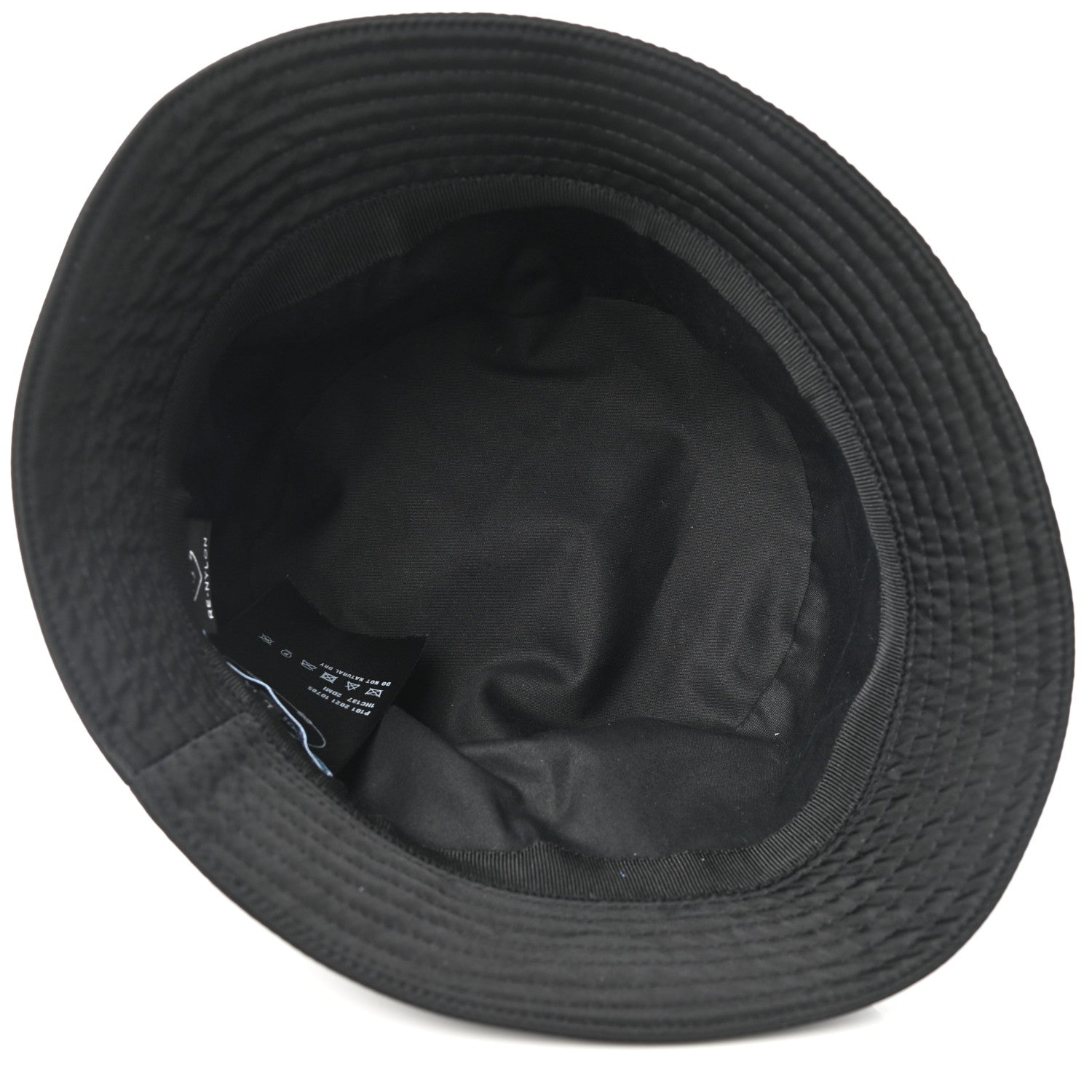 Prada Re-Nylon Metal Triangle Logo Womens Bucket Hat M Black 7 of 8