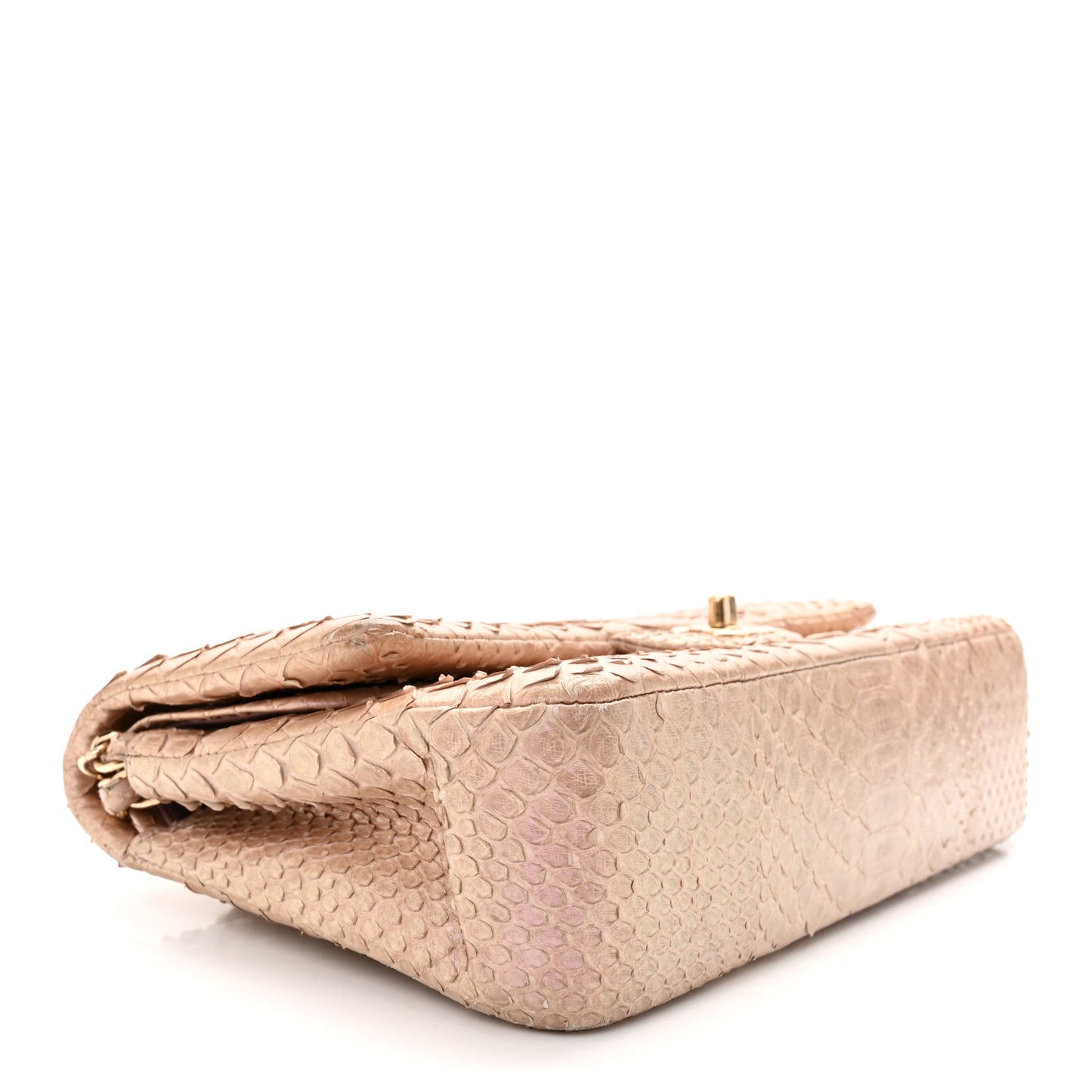 Metallic Snakeskin Medium Double Flap Pink