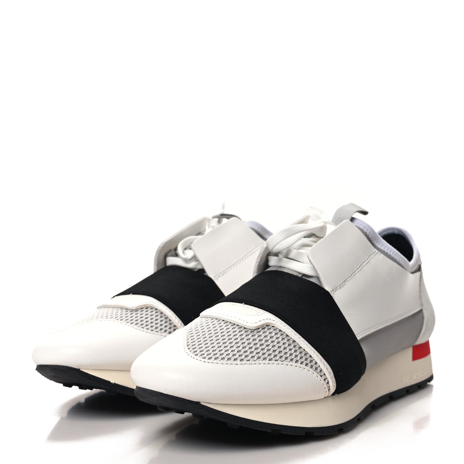 Balenciaga Mesh Calfskin Neoprene Suede Womens Race Runner Sneakers 40 White Black Grey 4 of 8