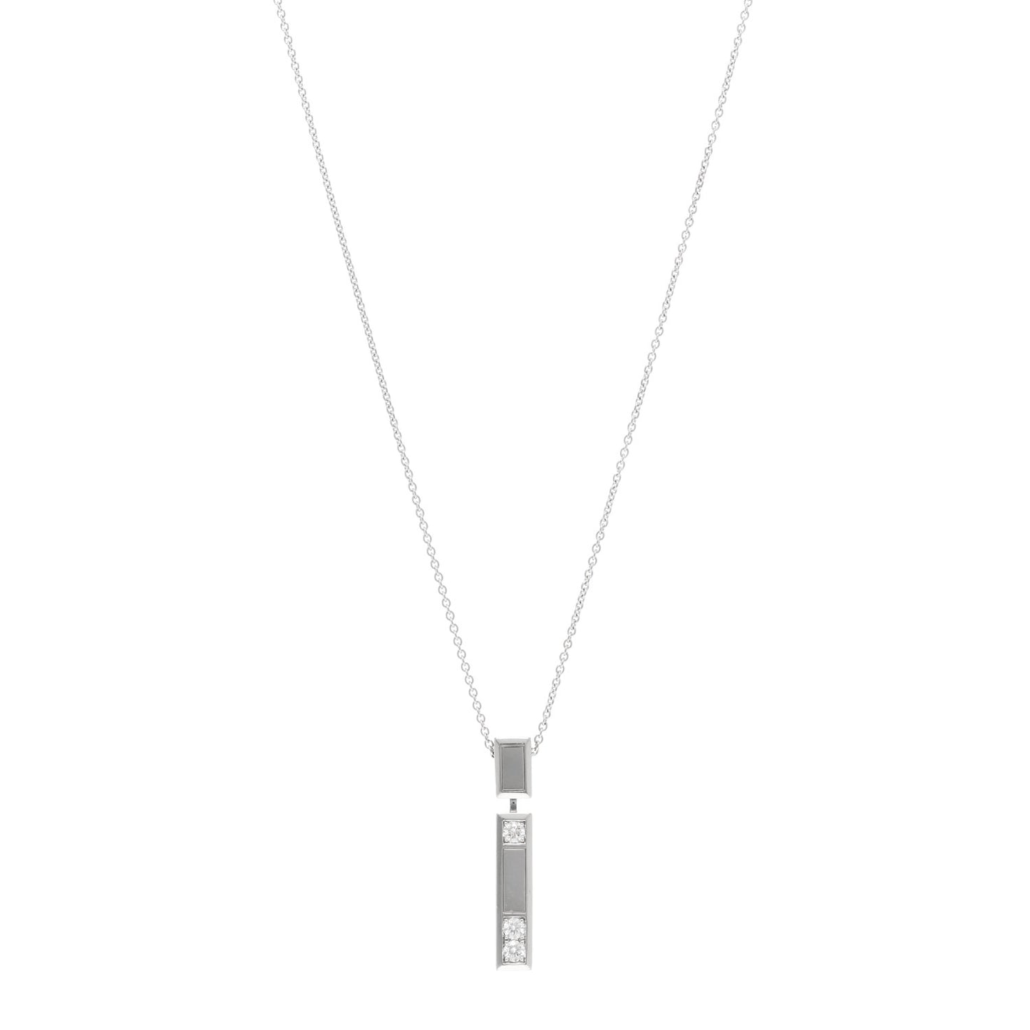 18K White Gold Diamond Traffic Pendant Necklace