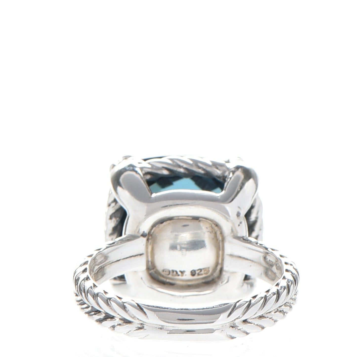 Sterling Silver Diamond Hampton Blue Topaz 14mm Chatelaine Ring 50 5.5